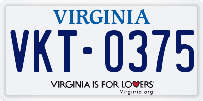 VA license plate VKT0375