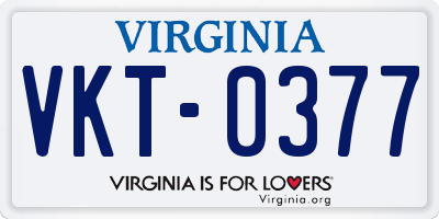 VA license plate VKT0377