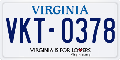 VA license plate VKT0378