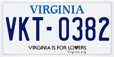 VA license plate VKT0382