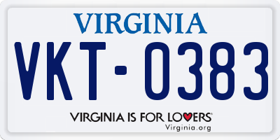 VA license plate VKT0383