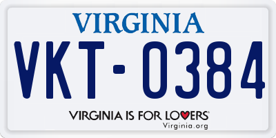 VA license plate VKT0384
