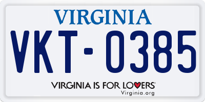 VA license plate VKT0385