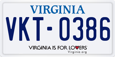 VA license plate VKT0386