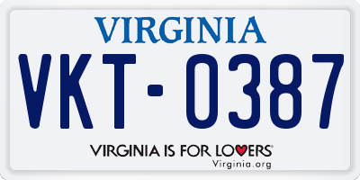 VA license plate VKT0387