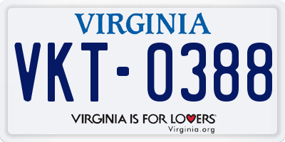 VA license plate VKT0388