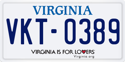 VA license plate VKT0389