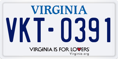 VA license plate VKT0391