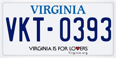 VA license plate VKT0393