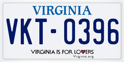 VA license plate VKT0396