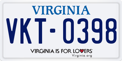 VA license plate VKT0398