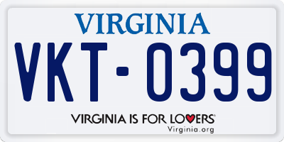 VA license plate VKT0399