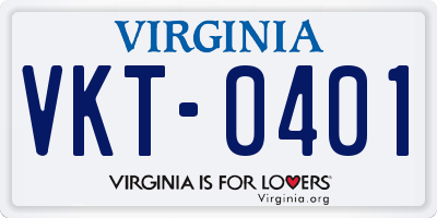 VA license plate VKT0401