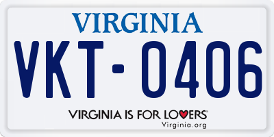 VA license plate VKT0406