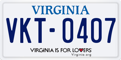 VA license plate VKT0407