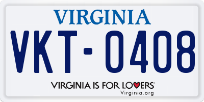 VA license plate VKT0408