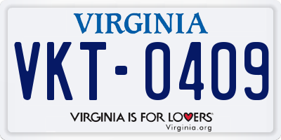 VA license plate VKT0409