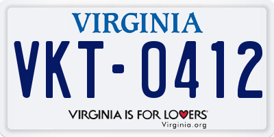 VA license plate VKT0412