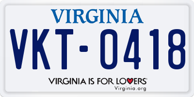 VA license plate VKT0418