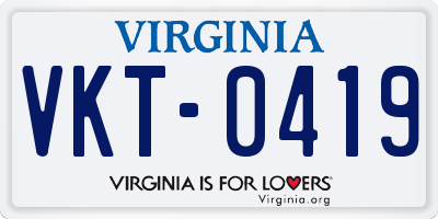 VA license plate VKT0419