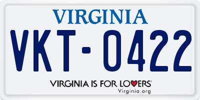 VA license plate VKT0422