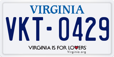 VA license plate VKT0429
