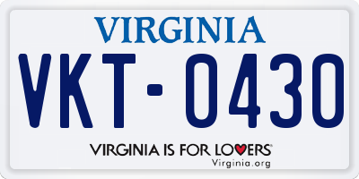 VA license plate VKT0430