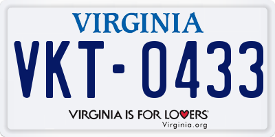 VA license plate VKT0433