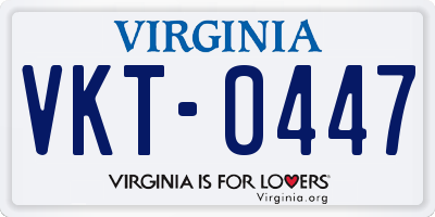 VA license plate VKT0447