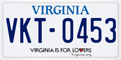 VA license plate VKT0453