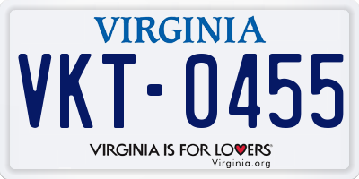 VA license plate VKT0455