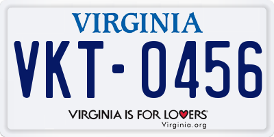 VA license plate VKT0456
