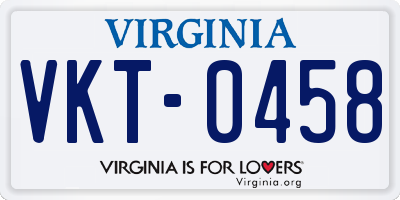 VA license plate VKT0458