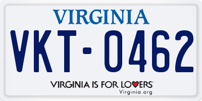 VA license plate VKT0462