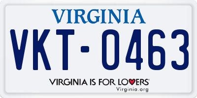 VA license plate VKT0463
