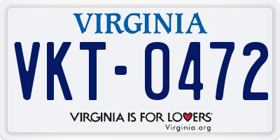 VA license plate VKT0472