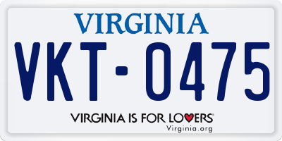 VA license plate VKT0475