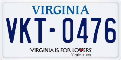 VA license plate VKT0476