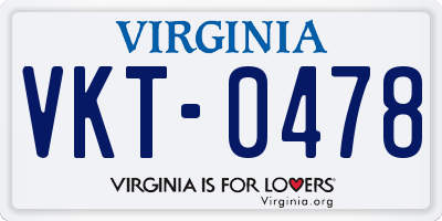 VA license plate VKT0478