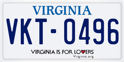 VA license plate VKT0496