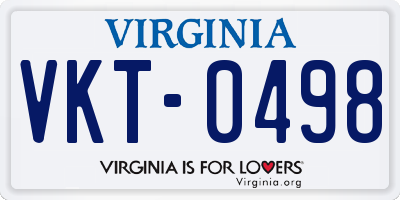 VA license plate VKT0498