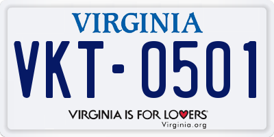 VA license plate VKT0501