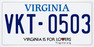 VA license plate VKT0503
