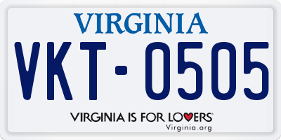 VA license plate VKT0505