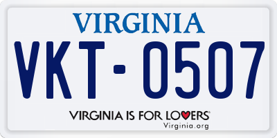 VA license plate VKT0507