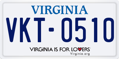 VA license plate VKT0510