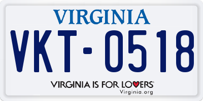 VA license plate VKT0518