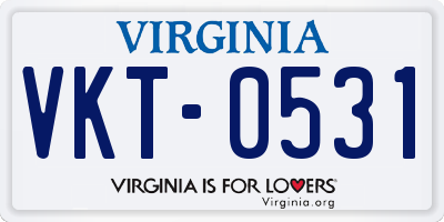 VA license plate VKT0531
