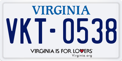 VA license plate VKT0538