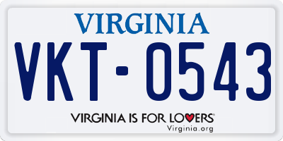 VA license plate VKT0543